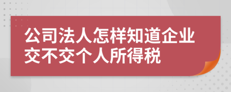 公司法人怎样知道企业交不交个人所得税