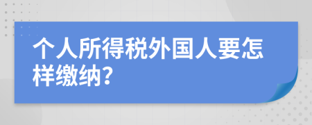 个人所得税外国人要怎样缴纳？