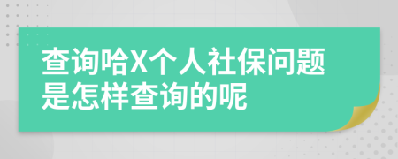 查询哈X个人社保问题是怎样查询的呢