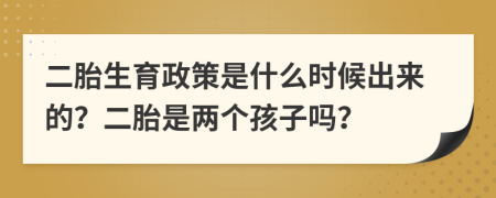 二胎生育政策是什么时候出来的？二胎是两个孩子吗？