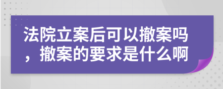 法院立案后可以撤案吗，撤案的要求是什么啊