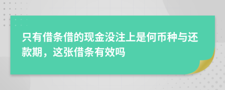 只有借条借的现金没注上是何币种与还款期，这张借条有效吗