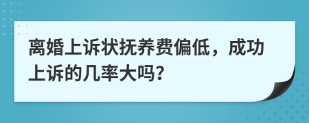 离婚上诉状抚养费偏低，成功上诉的几率大吗？