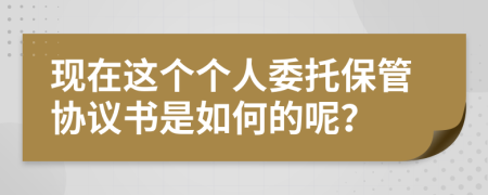 现在这个个人委托保管协议书是如何的呢？