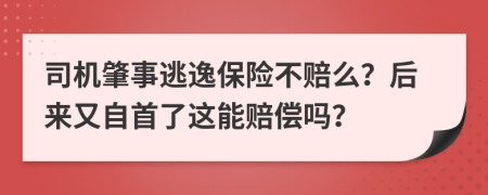 司机肇事逃逸保险不赔么？后来又自首了这能赔偿吗？