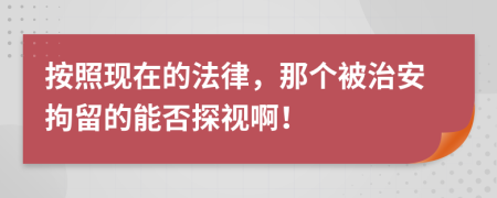 按照现在的法律，那个被治安拘留的能否探视啊！