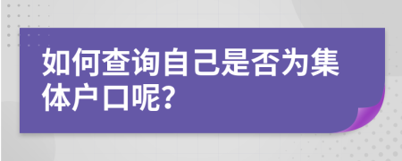 如何查询自己是否为集体户口呢？