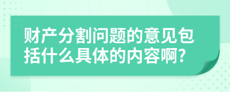 财产分割问题的意见包括什么具体的内容啊?