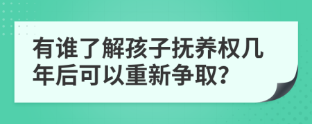 有谁了解孩子抚养权几年后可以重新争取？