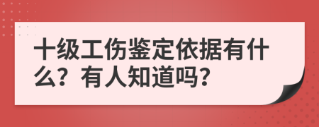 十级工伤鉴定依据有什么？有人知道吗？
