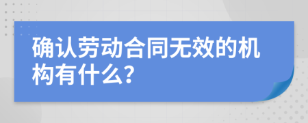 确认劳动合同无效的机构有什么？