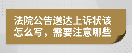 法院公告送达上诉状该怎么写，需要注意哪些