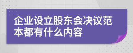 企业设立股东会决议范本都有什么内容