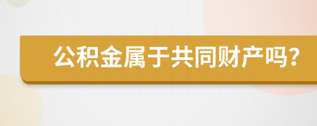 公积金属于共同财产吗？