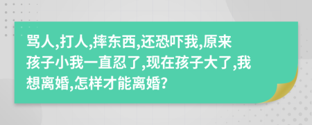 骂人,打人,摔东西,还恐吓我,原来孩子小我一直忍了,现在孩子大了,我想离婚,怎样才能离婚？