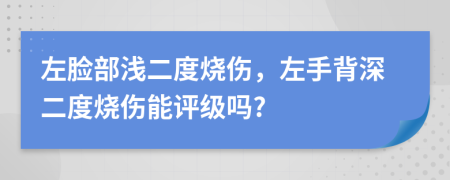 左脸部浅二度烧伤，左手背深二度烧伤能评级吗?