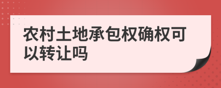 农村土地承包权确权可以转让吗