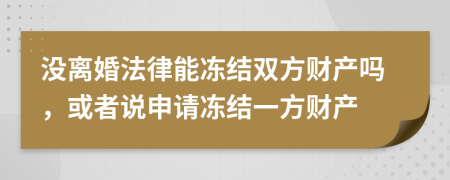 没离婚法律能冻结双方财产吗，或者说申请冻结一方财产