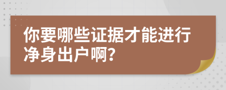 你要哪些证据才能进行净身出户啊？