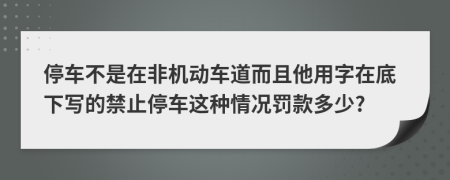 停车不是在非机动车道而且他用字在底下写的禁止停车这种情况罚款多少?