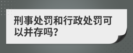 刑事处罚和行政处罚可以并存吗？