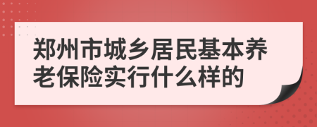 郑州市城乡居民基本养老保险实行什么样的