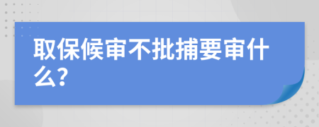 取保候审不批捕要审什么？