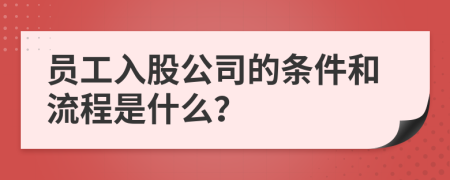 员工入股公司的条件和流程是什么？