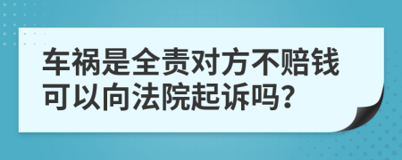 车祸是全责对方不赔钱可以向法院起诉吗？