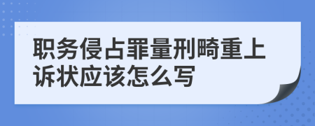 职务侵占罪量刑畸重上诉状应该怎么写