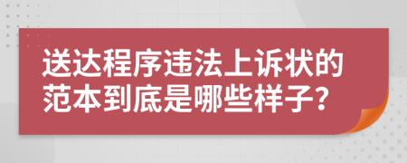 送达程序违法上诉状的范本到底是哪些样子？