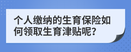 个人缴纳的生育保险如何领取生育津贴呢？