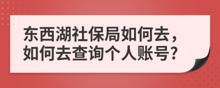 东西湖社保局如何去，如何去查询个人账号?