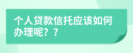 个人贷款信托应该如何办理呢？？