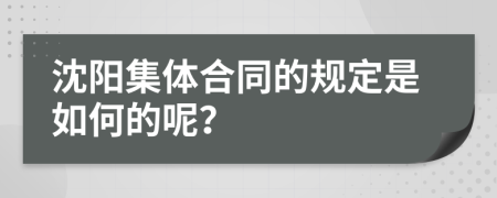 沈阳集体合同的规定是如何的呢？