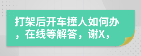 打架后开车撞人如何办，在线等解答，谢X，