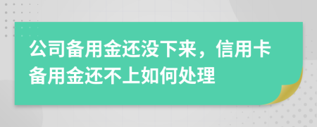 公司备用金还没下来，信用卡备用金还不上如何处理