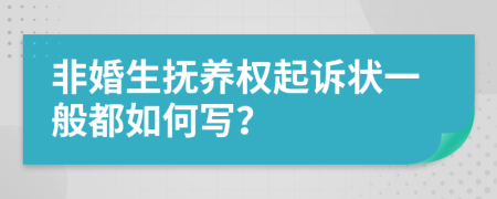 非婚生抚养权起诉状一般都如何写？