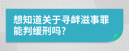 想知道关于寻衅滋事罪能判缓刑吗?