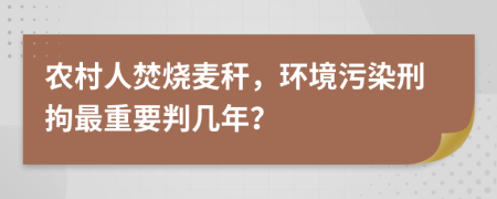 农村人焚烧麦秆，环境污染刑拘最重要判几年？