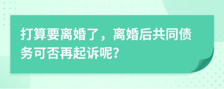 打算要离婚了，离婚后共同债务可否再起诉呢？