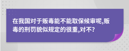 在我国对于贩毒能不能取保候审呢,贩毒的刑罚貌似规定的很重,对不？