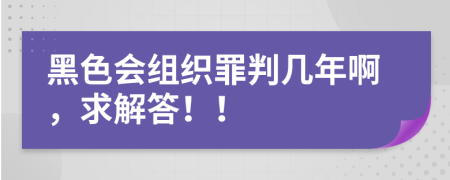 黑色会组织罪判几年啊，求解答！！