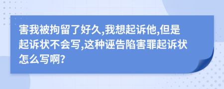 害我被拘留了好久,我想起诉他,但是起诉状不会写,这种诬告陷害罪起诉状怎么写啊？