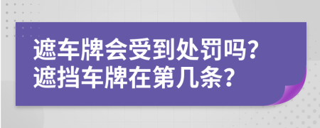 遮车牌会受到处罚吗？遮挡车牌在第几条？