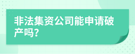 非法集资公司能申请破产吗？