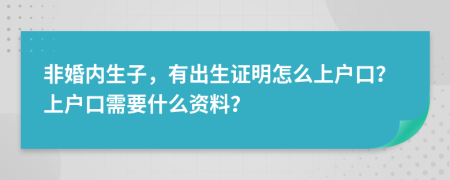 非婚内生子，有出生证明怎么上户口？上户口需要什么资料？