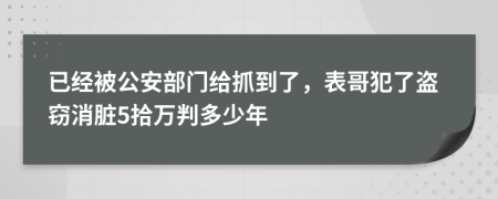 已经被公安部门给抓到了，表哥犯了盗窃消脏5拾万判多少年