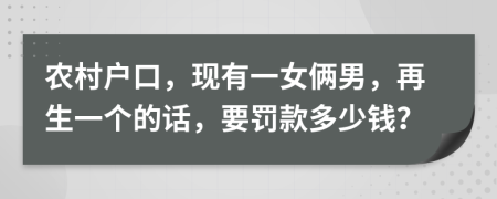 农村户口，现有一女俩男，再生一个的话，要罚款多少钱？