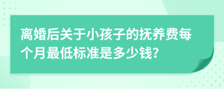 离婚后关于小孩子的抚养费每个月最低标准是多少钱？